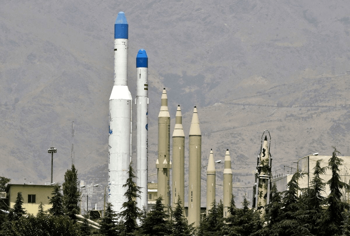 Missiles displayed in the Iranian capital Tehran in an undated file photo. (Atta Kenare/AFP/Getty Images)
