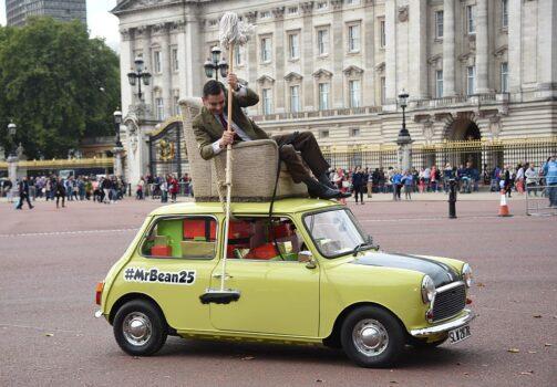 British comedy icon Mr. Bean at Buckingham Palace to celebrate 25 years, the release of Mr. Bean 25th Anniversary DVD Boxset, and new animated episodes on Boomerang at The Mall in London, England on Sept. 4, 2015. (Stuart C. Wilson/Getty Images for Universal Pictures Home Entertainment)