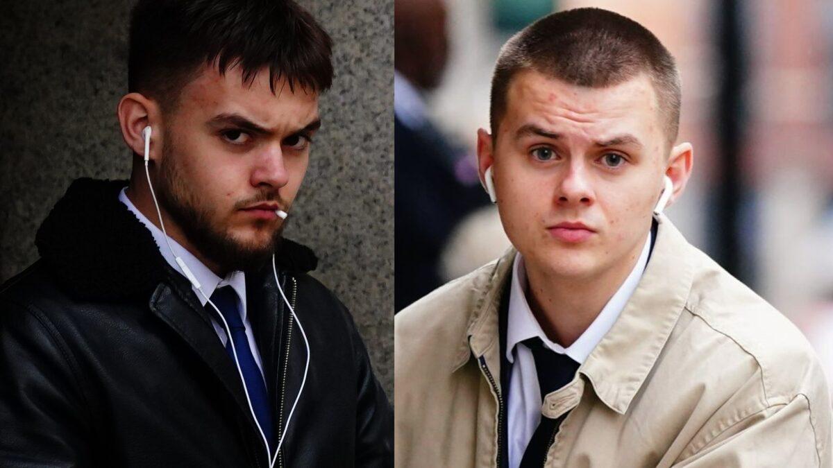 Joshua Broddle (L) and his brother Charlie (R) arriving at the Old Bailey in London on April 24, 2023. (PA)