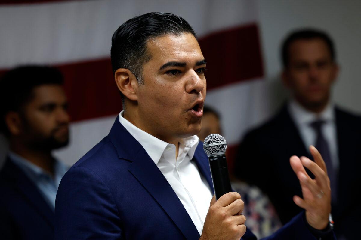 Rep.-Elect Robert Garcia (D-Calif.) speaks at a Congressional Hispanic Caucus event in Washington on Nov. 18, 2022. (Anna Moneymaker/Getty Images)