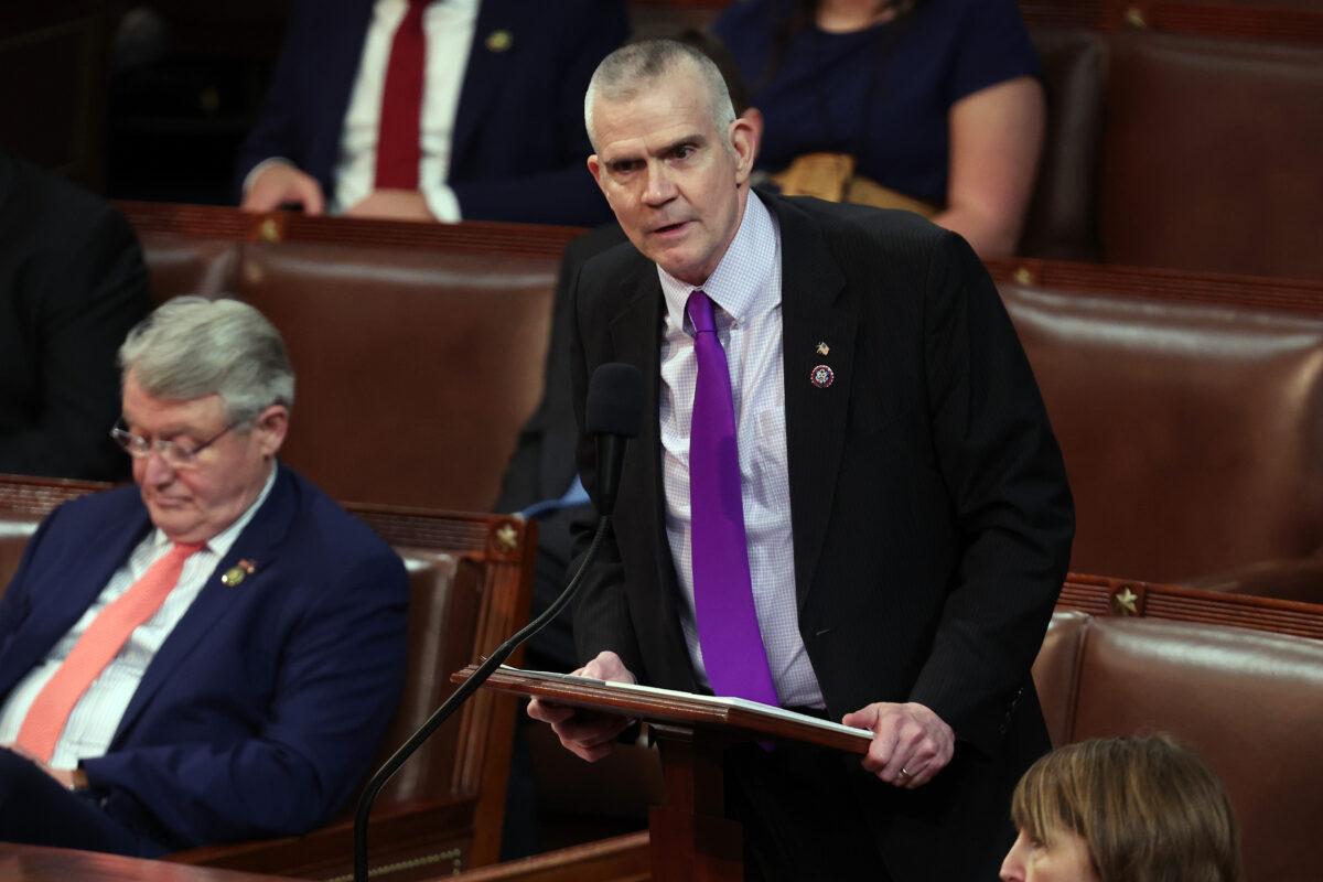 U.S. Rep.-elect Matt Rosendale (R-Mont.) delivers remarks in the House Chamber during the third day of elections for Speaker of the House at the U.S. Capitol Building in Washington on Jan. 5, 2023. (Win McNamee/Getty Images)