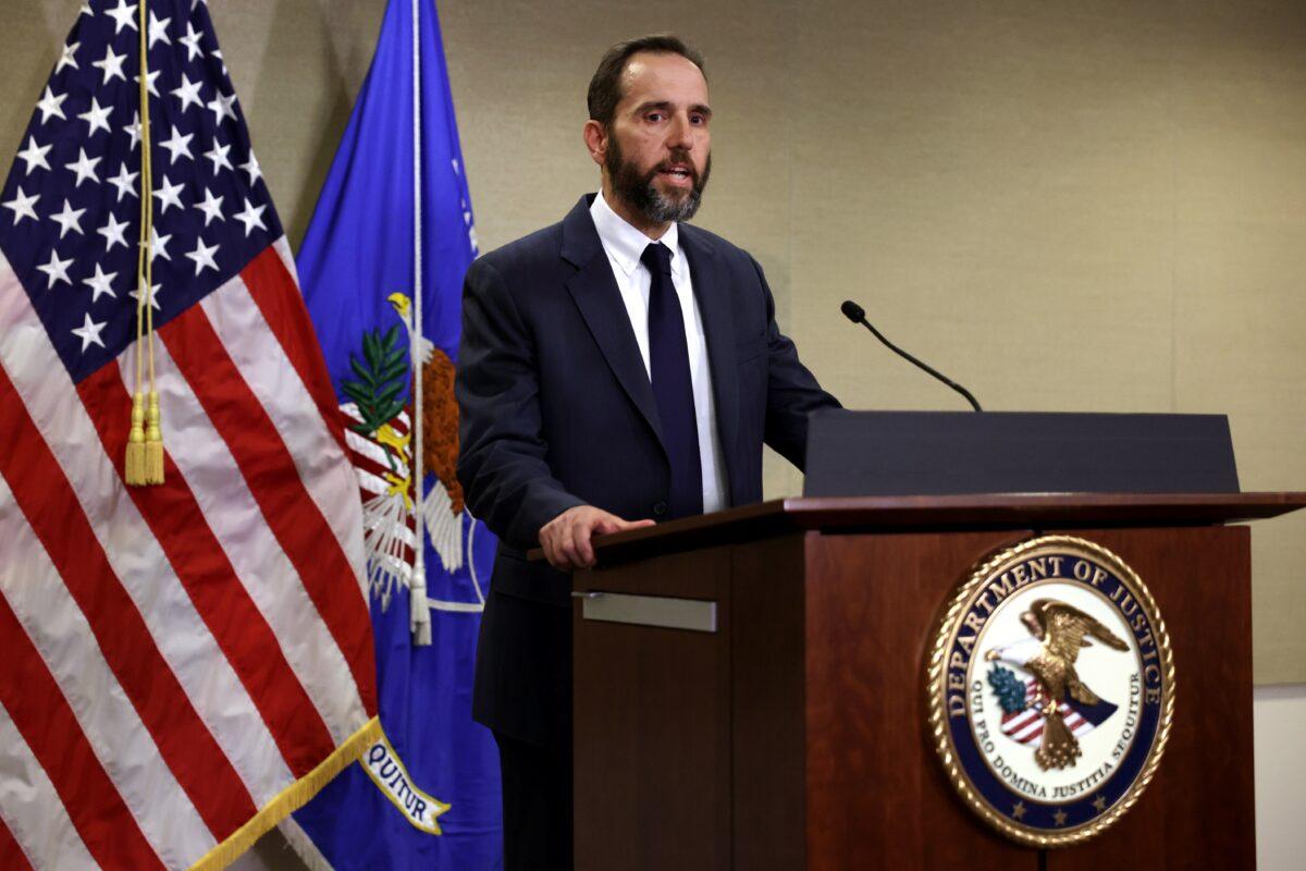 Special counsel Jack Smith delivers remarks on a recently unsealed indictment against former President Donald Trump at the Justice Department in Washington on on June 9, 2023. (Alex Wong/Getty Images)