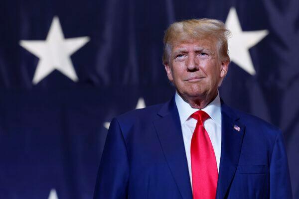 Former President Donald Trump arrives to deliver remarks during the Georgia state GOP convention at the Columbus Convention and Trade Center in Columbus, Ga., on June 10, 2023. (Anna Moneymaker/Getty Images)