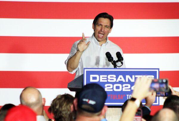 Florida Gov. Ron DeSantis addresses a rally during his campaign for the Republican nomination for president on June 10, 2023. (Michael Clements/The Epoch Times)