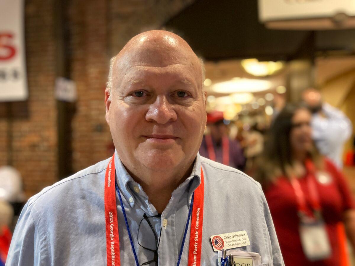 Craig Schneider, an alternate delegate at the Georgia GOP Convention in Columbus, Ga., on June 10, 2023. (Janice Hisle/The Epoch Times)