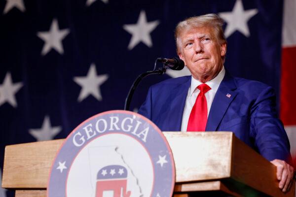 Former President Donald Trump delivers remarks during the Georgia state GOP convention at the Columbus Convention and Trade Center in Columbus, Ga., on June 10, 2023. (Anna Moneymaker/Getty Images)