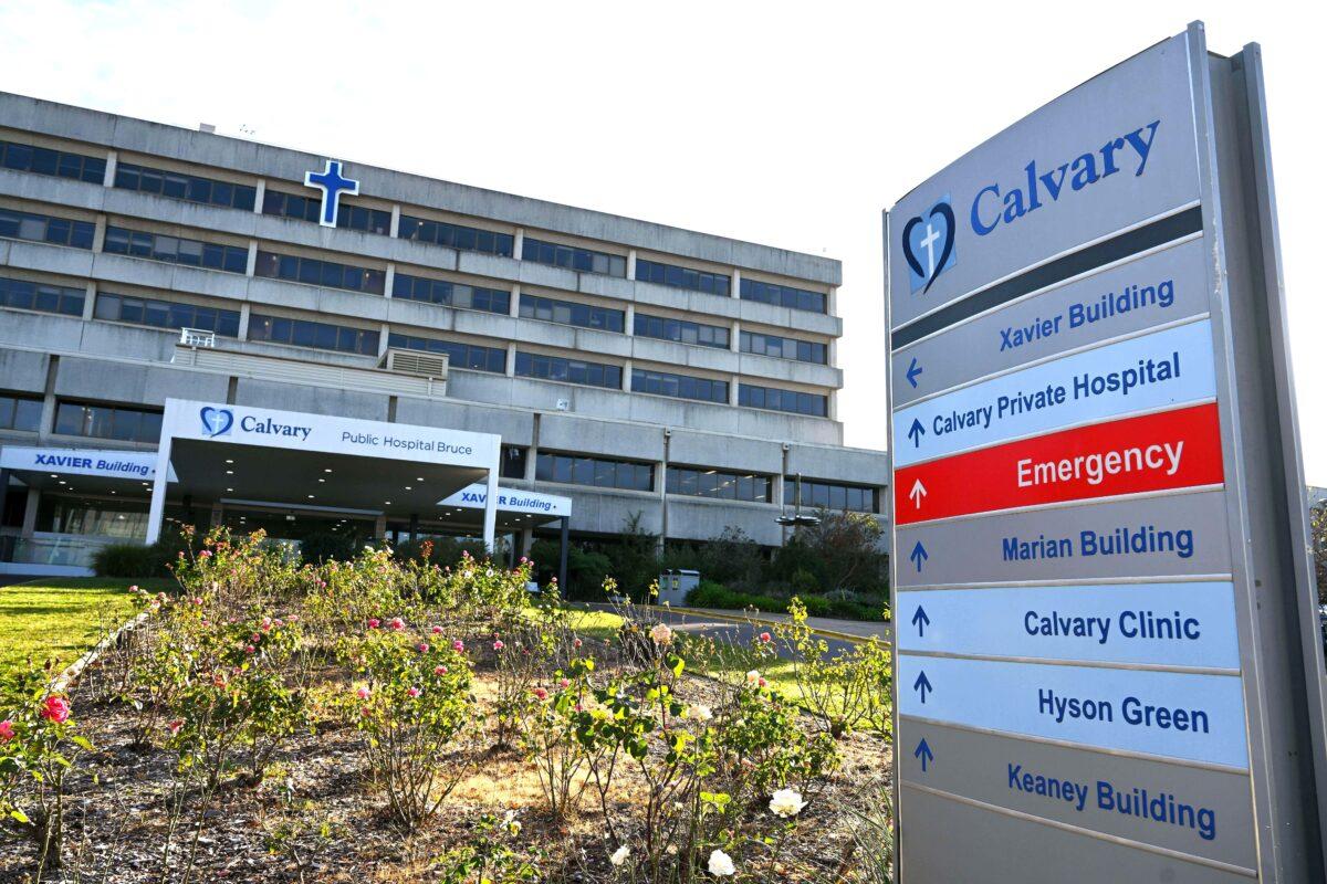 A generic view of Calvary Hospital in Canberra, Australia, on May 11, 2023. (AAP Image/Lukas Coch)