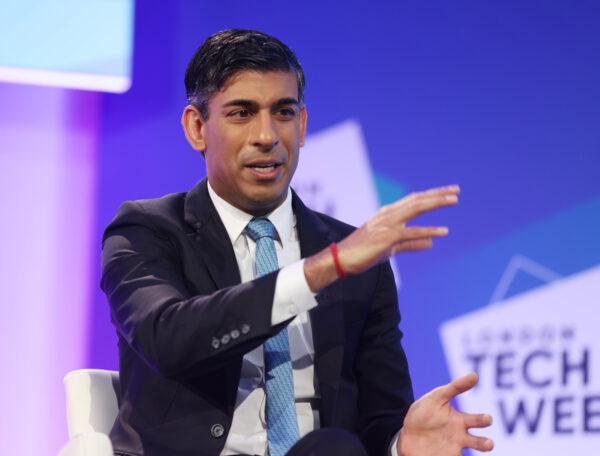 Prime Minister Rishi Sunak speaking during the London Technology Week at the QEII Centre in central London, on June 12, 2023. (Ian Vogler/Daily Mirror via PA Media)