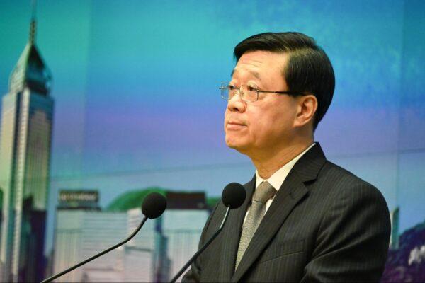 Chief Executive of Hong Kong, John Lee Ka Chiu on June 6, 2023. (Bill Cox/The Epoch Times)