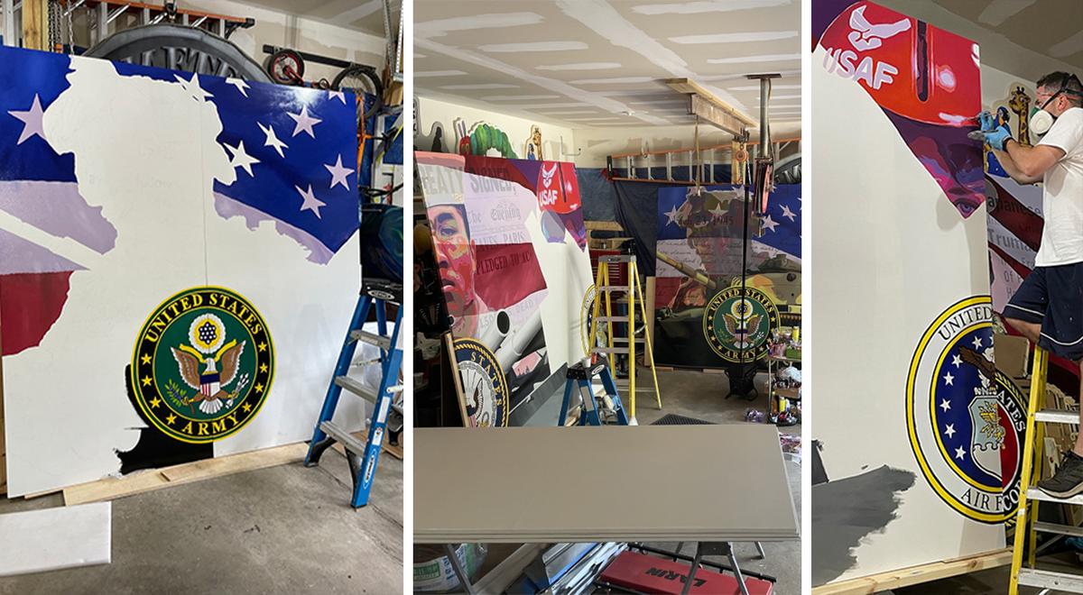 Dave Schaeffer's patriotic mural in the process of being completed in his home art studio. (Courtesy of <a href="https://www.daveschaefferart.com/">Dave Schaeffer</a>)