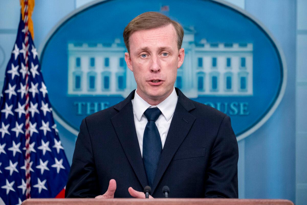 White House national security adviser Jake Sullivan speaks at a press briefing at the White House on April 24, 2023. (Andrew Harnik/AP Photo)
