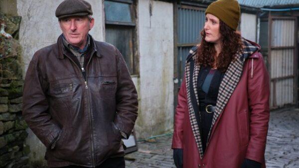 Ridley (Adrian Dunbar) and DI Carol Farman (Bronagh Waugh) work on cases together, in "Ridley." (PBS)