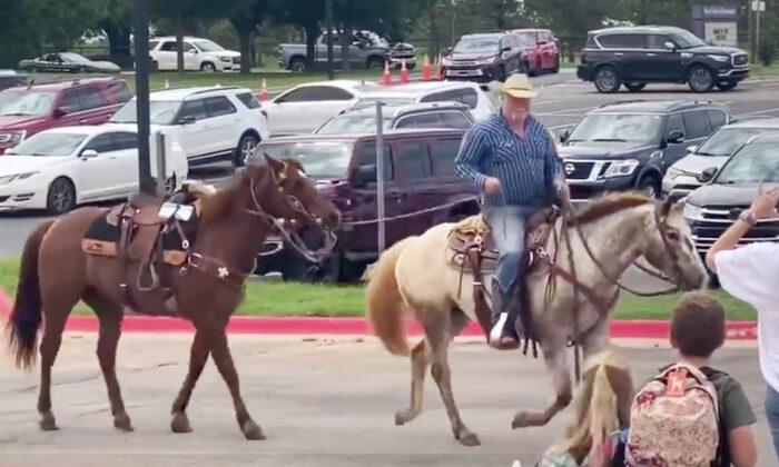Dad Picks Up His Son From Last Day of School on Horseback to Keep His Childhood Tradition Alive