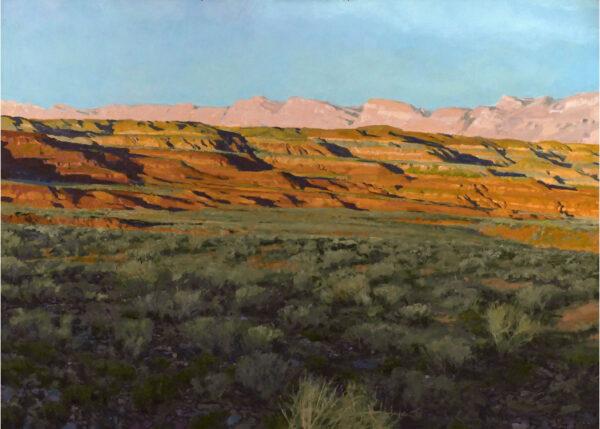 Wilson Hurley Award for Outstanding Landscape: “West I Know: Summarizing Solitude, Utah,” by Len Chmiel. Oil on canvas; 32 inches by 45 inches. (Courtesy of the National Cowboy & Western Heritage Museum)