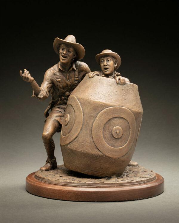 Express Ranches Great American Cowboy Award: “Hey, Over HERE!!!” by Blair Buswell. Bronze; 11 inches by 10 inches by 10 inches. (Courtesy of the National Cowboy & Western Heritage Museum)
