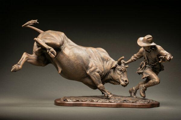 Express Ranches Great American Cowboy Award: “Risky Business” by Blair Buswell. Bronze; 18 inches by 33 inches by 15 inches. (Courtesy of the National Cowboy & Western Heritage Museum)