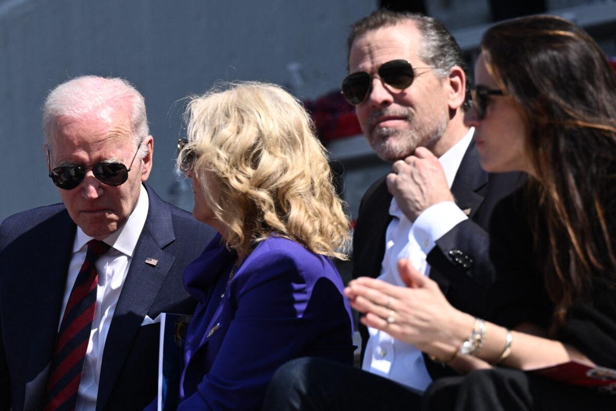  From left to right: U.S. President Joe Biden, First Lady Jill Biden, Hunter Biden, and Ashley Biden attend an event at the University of Pennsylvania in Philadelphia, Penn., on May 15, 2023. (Brendan Smialowski/AFP via Getty Images)