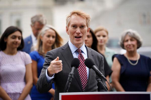 Sen. James Lankford (R-Okla.) speaks during a rally for the anniversary of the Supreme Court's Dobbs decision in Washington on June 20, 2023. (Madalina Vasiliu/The Epoch Times)