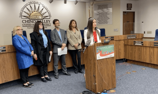 Chino Valley Unified School Board President Sonja Shaw speaks in support of a parental rights policy proposal at a press conference in Chino, Calif., on June 15, 2023. (Screenshot via Facebook/California Family Council)