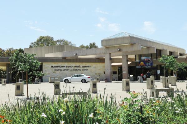Huntington Beach Public Library in Huntington Beach, Calif., on June 21, 2023. (Julianne Foster/The Epoch Times)