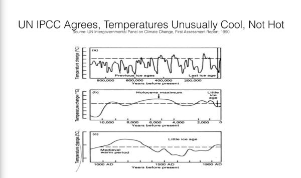 Average temperatures are shown over millennia. (UN IPCC)