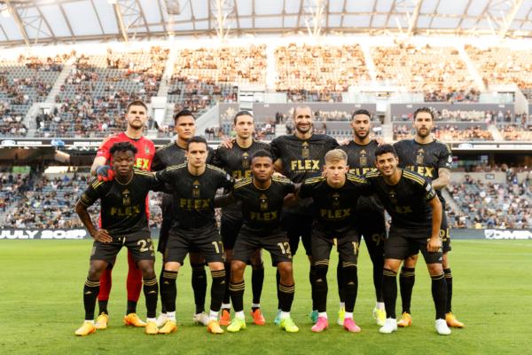 Los Angeles FC team photo taken prior to their match versus the Seattle Sounders at BMO Stadium in Los Angeles, on Jun 21, 2023. (Courtesy of LAFC via The Epoch Times)
