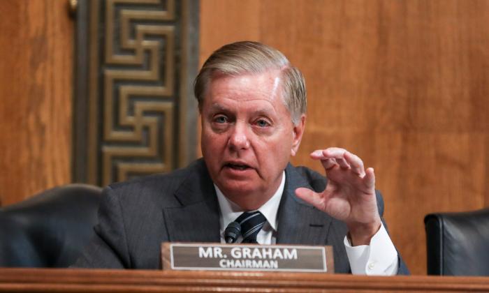 Sen. Lindsey Graham (R-S.C.) during a Senate Judiciary hearing about sanctuary jurisdictions on Capitol Hill on Oct. 22, 2019. (Charlotte Cuthbertson/The Epoch Times)