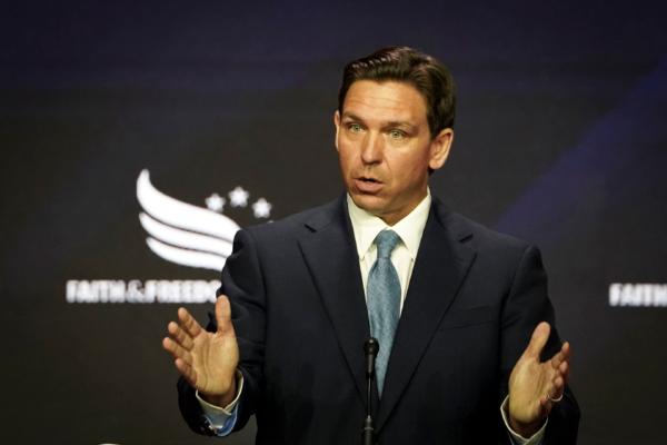 Republican presidential candidate and Florida Gov. Ron DeSantis (R-Fla.) speaks at the Faith and Freedom Coalition's Road to Majority conference in Washington on June 23, 2023. (Madalina Vasiliu/The Epoch Times)