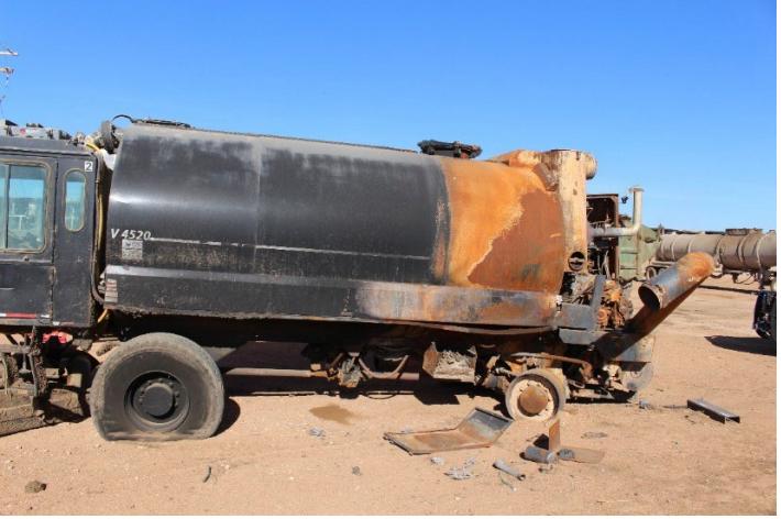 A Mensch vacuum truck outside the South Fork Dairy in Texas is the same as another one that caught and caused the largest barn fire in Texas history, on April 10, 2023. (Courtesy of the Texas State Fire Marshal)