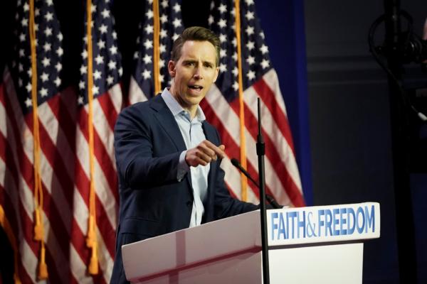 Sen. Josh Hawley (R-Mo.) speaks during the Faith and Freedom Road to Majority conference at Hilton in Washington on June 23, 2023. (Madalina Vasiliu/The Epoch Times)