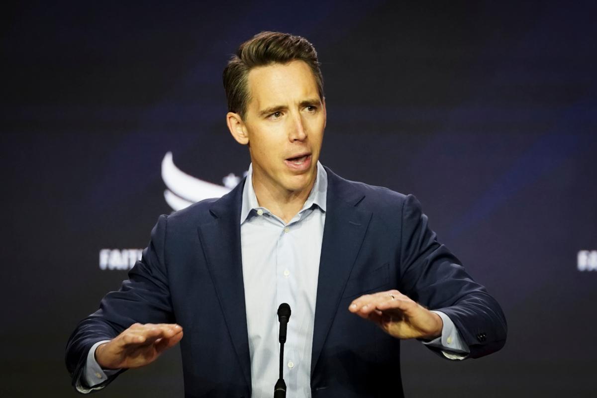 Sen. Josh Hawley (R-Mo.) speaks during the Faith and Freedom Road to Majority conference at Hilton in Washington on June 23, 2023. (Madalina Vasiliu/The Epoch Times)