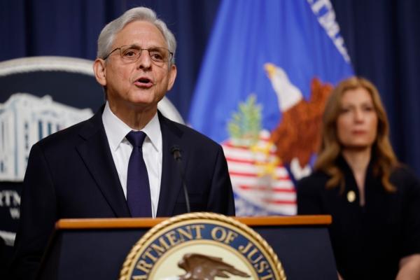 U.S. Attorney General Merrick Garland speaks at the Department of Justice’s Robert F. Kennedy building in Washington on June 23, 2023. (Chip Somodevilla/Getty Images)