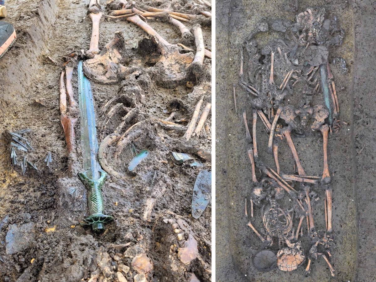The Nördlingen sword was found in a grave containing the remains of a man, woman, and teen. (Courtesy of Archäologie-Büro Dr. Woidich/Sergiu Tifui)