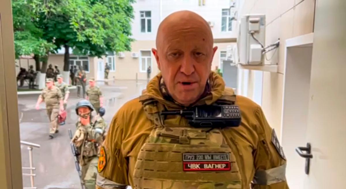 Yevgeny Prigozhin, owner of the Wagner Group military company, records a video address in Rostov-on-Don, Russia, on June 24, 2023. (Prigozhin Press Service via AP)