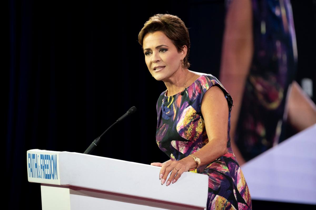 Kari Lake speaks at the Faith and Freedom Road to Majority conference at Hilton in Washington on June 24, 2023. (Madalina Vasiliu/The Epoch Times)