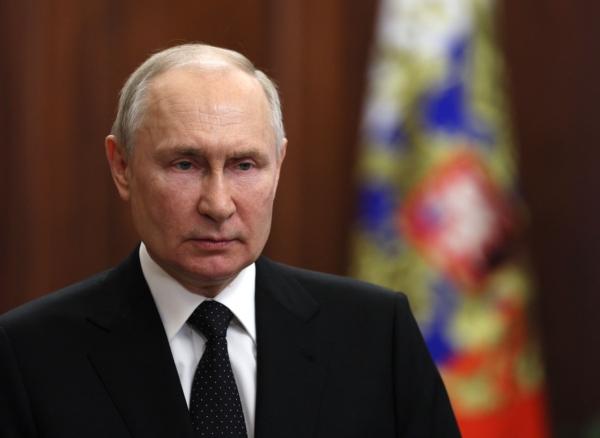 Russia's President Vladimir Putin delivers a video address on June 24, 2023. (Gavriil Grigorov/Sputnik/AFP via Getty Images)