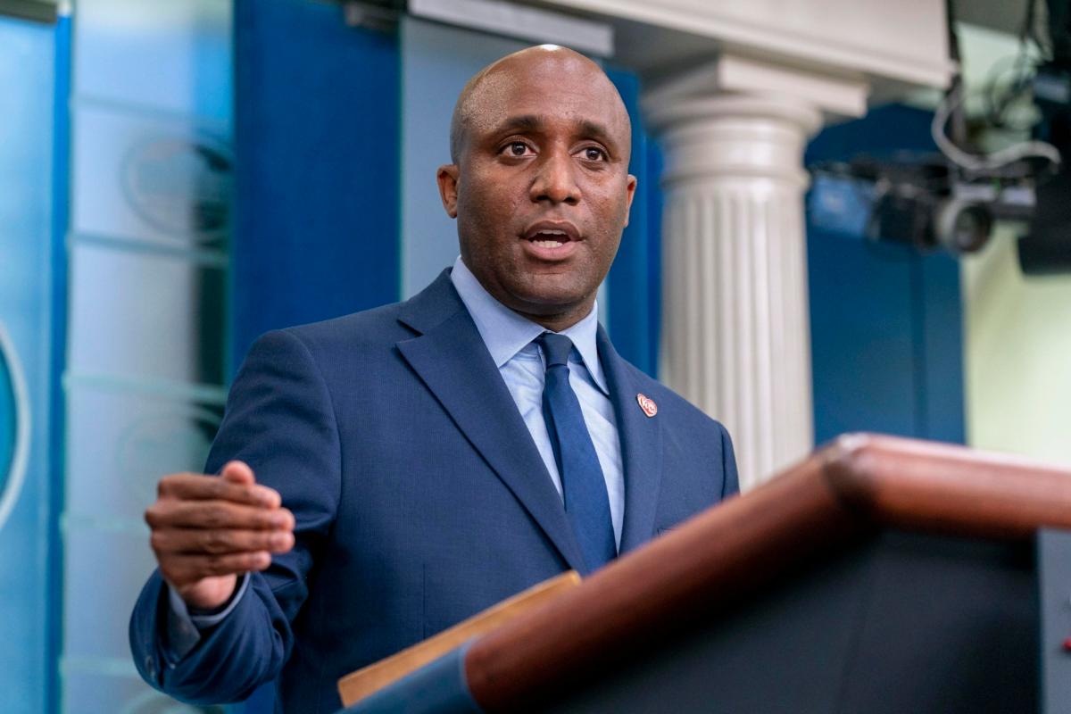 Kansas City Mayor Quinton Lucas speaks during a press briefing at the White House in Washington on May 13, 2022. (Andrew Harnik/AP Photo)