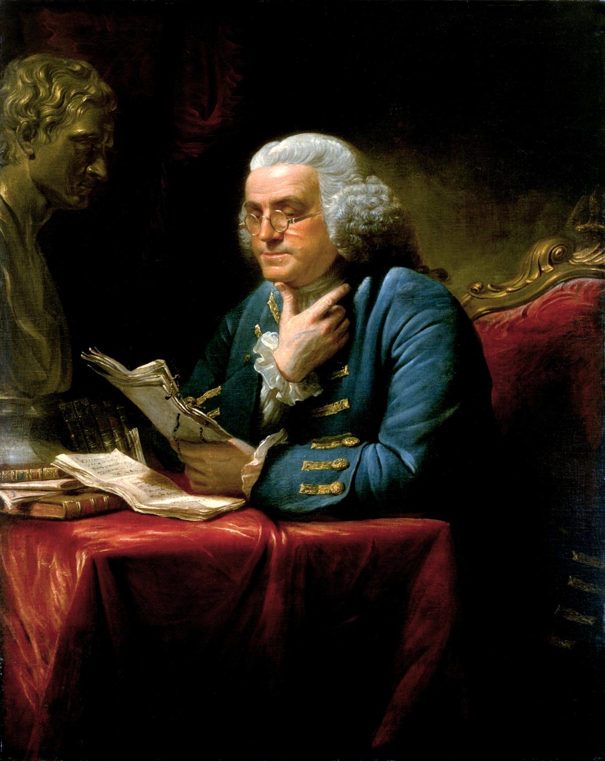 (<a href="https://commons.wikimedia.org/wiki/File:Benjamin_Franklin_1767.jpg">Public Domain</a>)