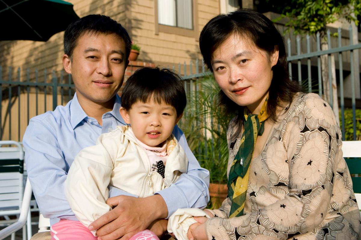 Bu Dongwei with his wife and daughter on his first day in the United States. (Courtesy of Bu Dongwei)