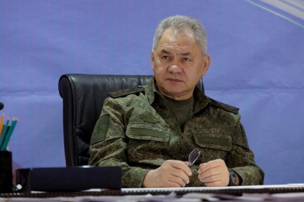 Russian Defense Minister Sergey Shoigu visits the advanced control post of Russian troops at an unknown location, on June 26, 2023. (Russian Defense Ministry/Handout via Reuters)