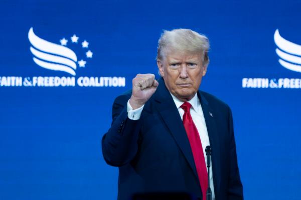 Former President Donald J. Trump speaks during the Faith and Freedom Road to Majority conference at Hilton in Washington on June 24, 2023. (Madalina Vasiliu/The Epoch Times)