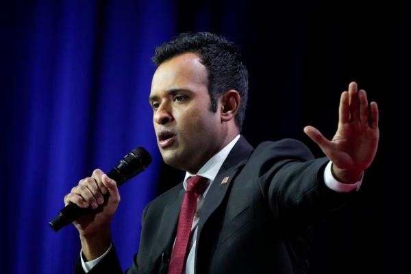 Republican presidential candidate Vivek Ramaswamy delivers remarks at the Faith and Freedom Road to Majority conference at the Washington Hilton in Washington on June 23, 2023. (Drew Angerer/Getty Images)