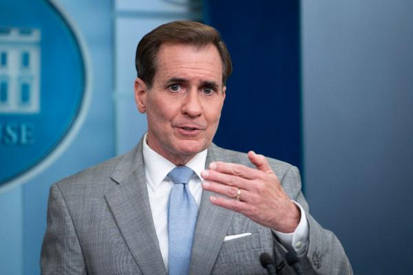 National Security Council Coordinator for Strategic Communications John Kirby speaks during a press briefing at the White House on June 26, 2023. (Madalina Vasiliu/The Epoch Times)