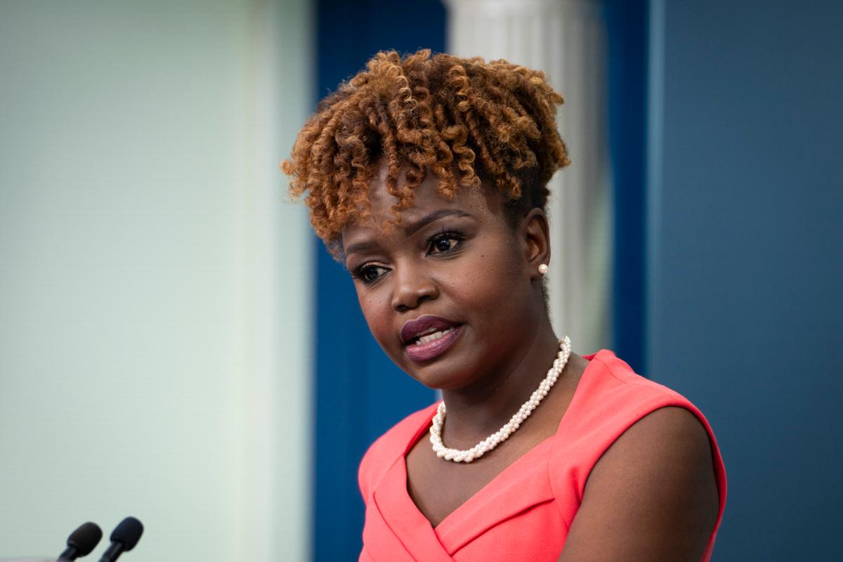 White House press secretary Karine Jean-Pierre speaks during a press briefing at the White House on June 26, 2023. (Madalina Vasiliu/The Epoch Times)