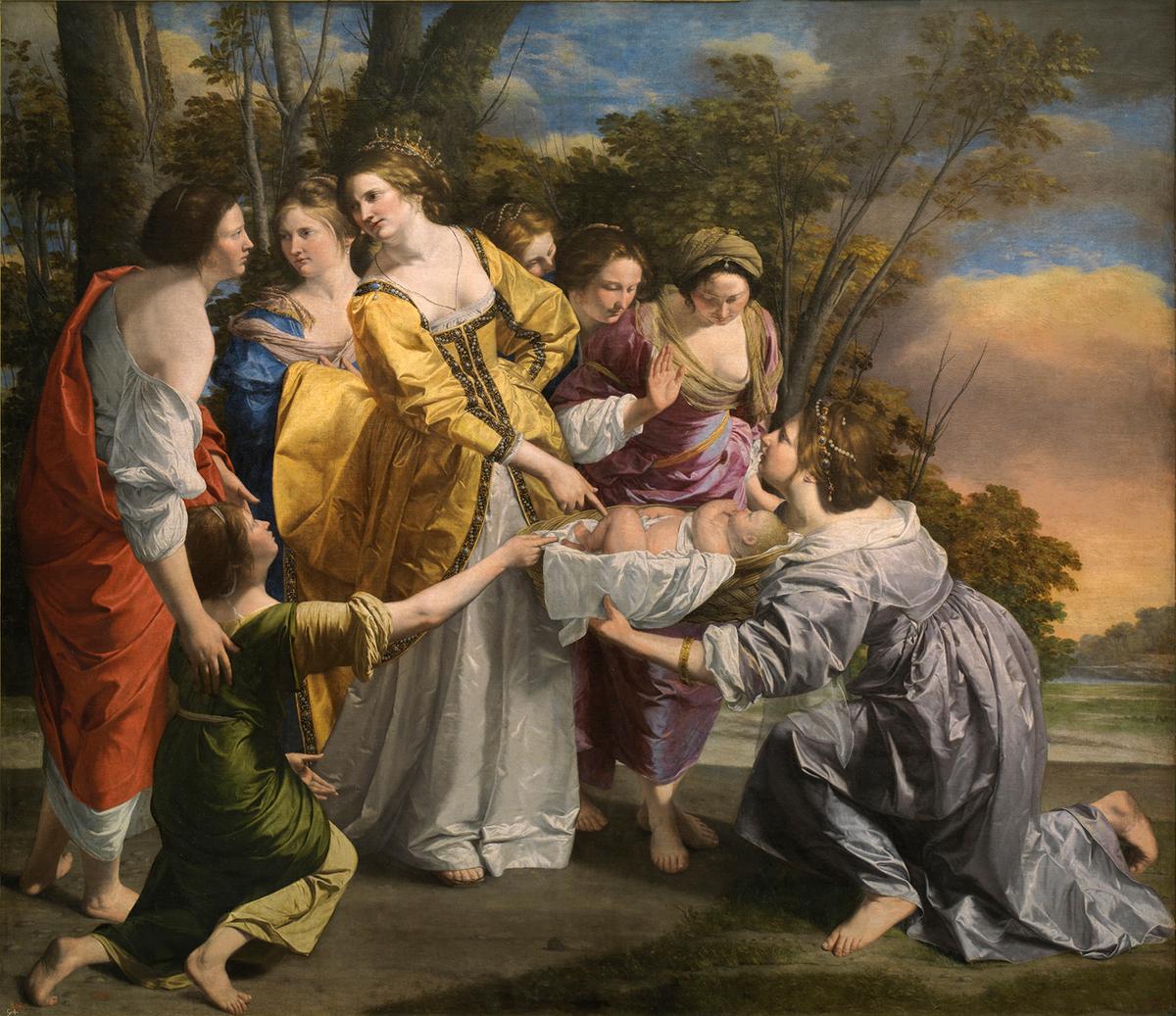 "The Finding of Moses," 1633, by Orazio Gentileschi. Oil on canvas; 95.2 inches by 110.6 inches. Prado Museum, Madrid. (Public Domain)