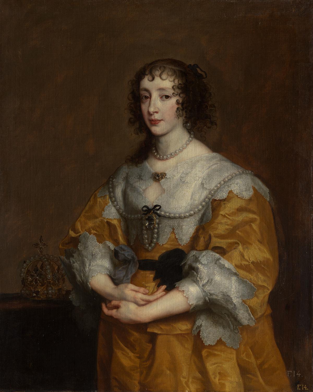 "Queen Henrietta Maria," 1636, by Anthony van Dyck. Oil on canvas; 41 5/8 inches by 33 1/4 inches. Metropolitan Museum of Art, New York City. (Public Domain)