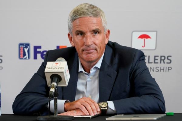 PGA Tour Commissioner Jay Monahan speaks during a news conference before the start of the Travelers Championship golf tournament at TPC River Highlands, in Cromwell, Conn., on June 22, 2022. (Seth Wenig/AP Photo)