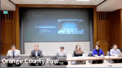 The Orange County Power Authority survives a vote by its board to dissolve it during its board meeting in Irvine, Calif., on June 21, 2023. (Screenshot via Orange County Power Authority)
