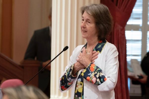 State Sen. Nancy Skinner, D-Berkeley, chair of the Senate budget committee, calls for passage of the state budget at the Capitol in Sacramento on June 27, 2023. (AP Photo/Rich Pedroncelli)