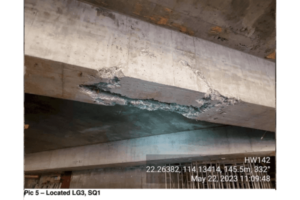 In addition to the columns, the beams also show similar conditions, with one photo suggesting they may be hollow. (Courtesy of Jason Poon Chuk-Hung)